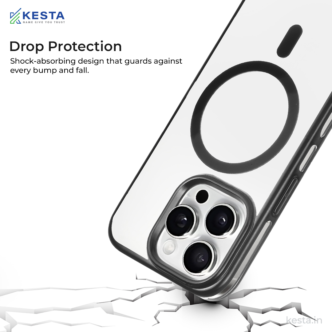 iPhone 15 Pro Cover - Notify Popup Black Transparent Case (Camera Sink Protection & Wireless Charging Optimized)